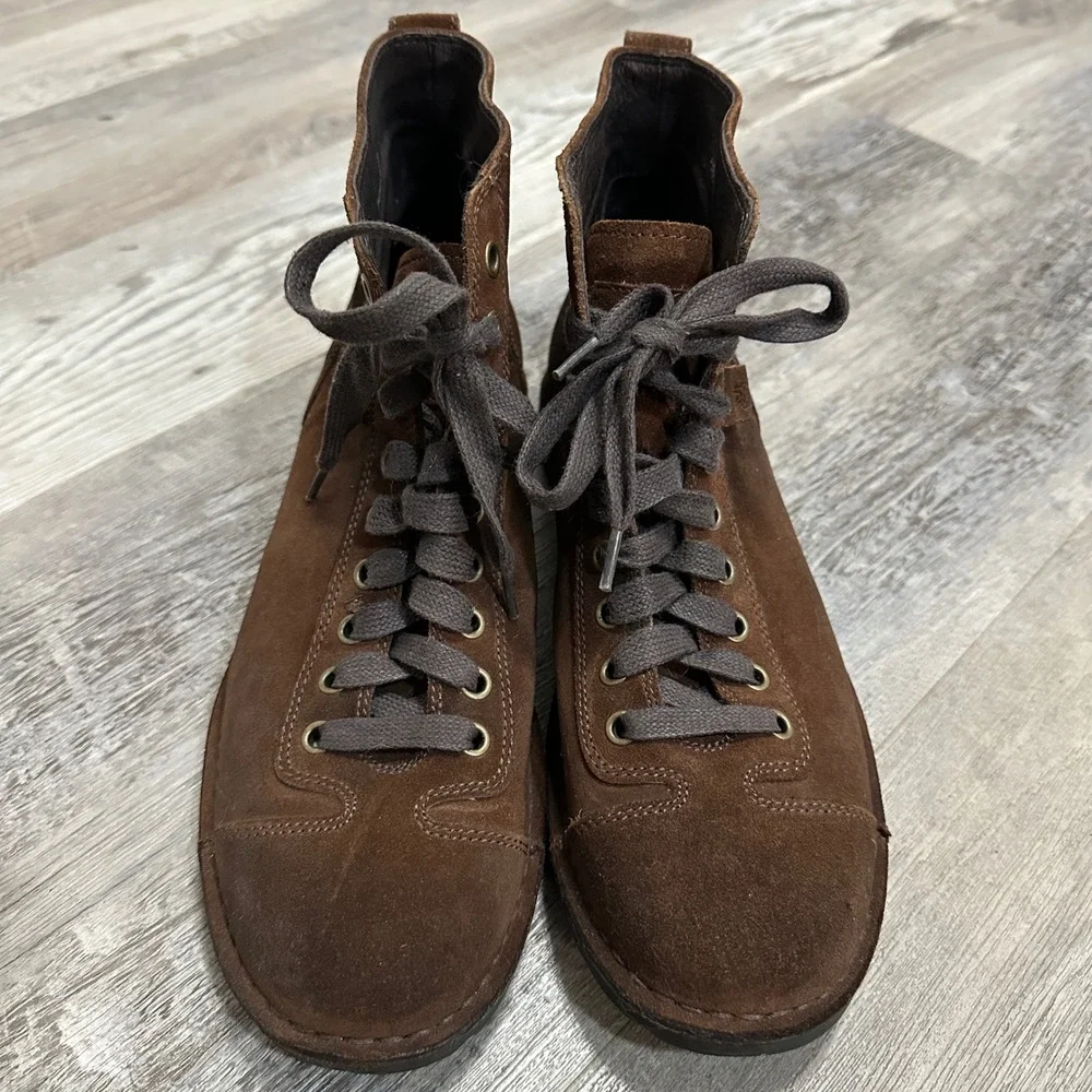 John‎ Varvatos Brown Suede Lace Up Cap Toe Ankle Boots Mens 9
